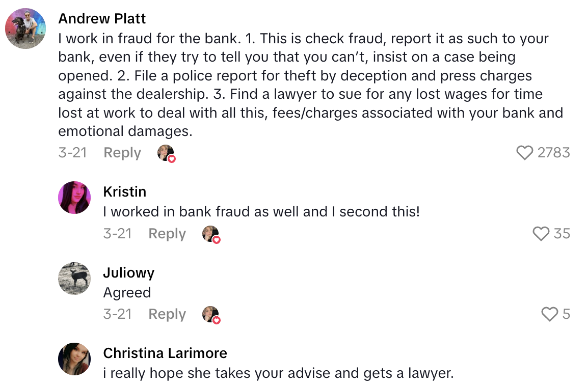Screenshot 2025 07 06 at 8.34.27 AM This is a nightmare situation.   A Customer Talked About How Things Went Sideways After She Sold Her Truck To A Dealership